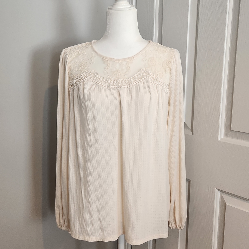Crochet Lace Long Sleeve Top